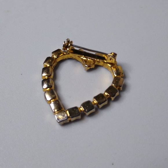 Metal And Blue Glass Heart Brooch - Picture 11 of 14